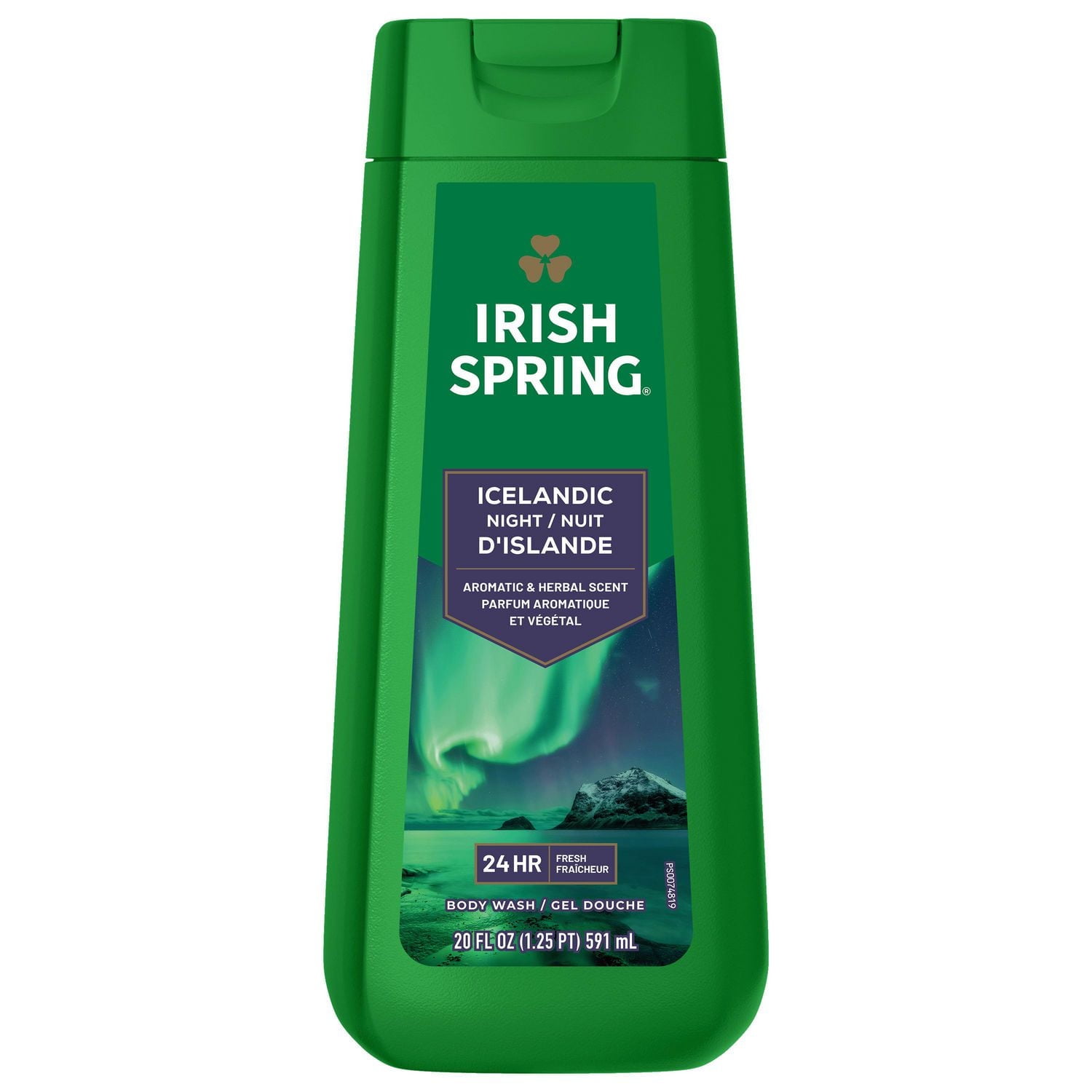 Irish Spring Icelandic Night Moisturizing Body Wash for Men, 24 Hour Fresh, Face and Body Wash, Paraben Free, Aromatic and Herbal Scent, 591 ml, 591 mL