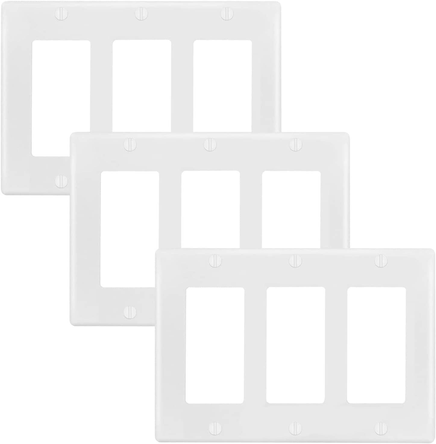 Switch Outlet Wall Plate Cover 3Gang Decora Electrical Faceplate for