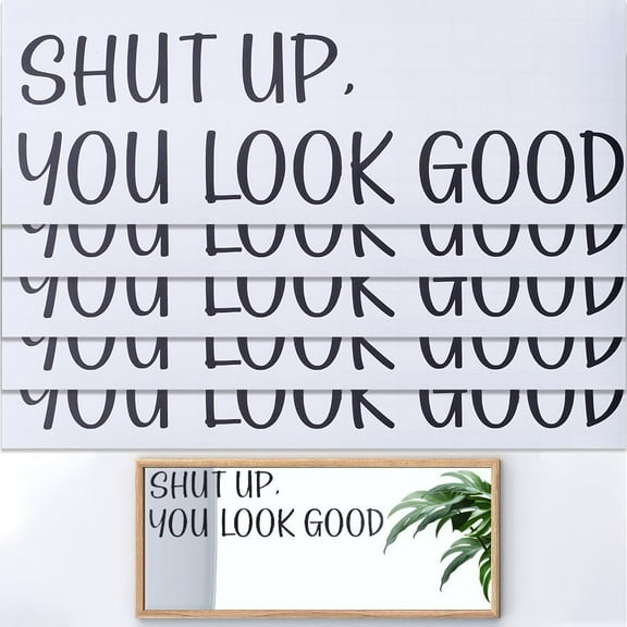 12 Sheets Mirror Affirmation Decal 9.2x3.4in Shut Up You Look Good Inspirational Vinyl Wall Window Self-Adhesive Stickers Positivity Quotes Peel and Stick for Car Glass Bathroom Home Bedroom Black