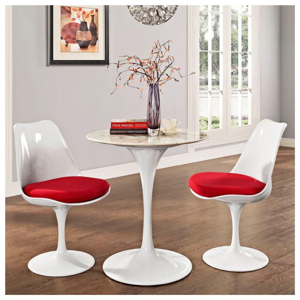 Heavenly White Tulip Armless Chair with Cushion
