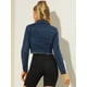 thumbnail image 5 of Chaqueta vaquera para mujer Chaqueta vaquera recortada lavada con botones deshilachados Azul XL, 5 of 6