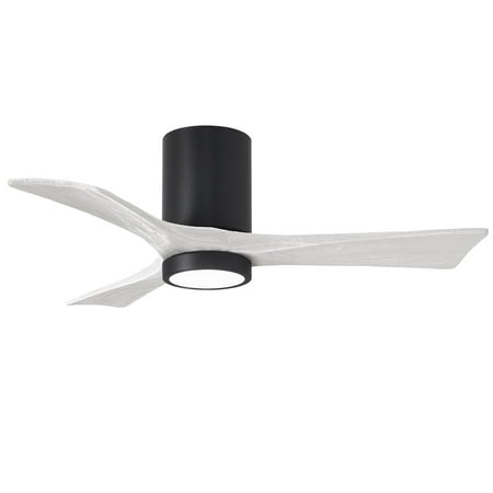 

Matthews Fan Company IR3HLK-BK-MWH-42 Irene 42 Matte Black Hugger Ceiling Fan with 3 Matte White Blades Integrated LED Light Kit Remote Control Indoor/Outdoor Damp Rated