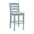 thumbnail image 6 of Linon Marino Full Back Wood Bar Stool, 30" Seat Height, Blue with Rub Through Finish, 6 of 10
