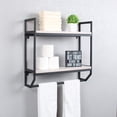 thumbnail image 1 of 2-Tier Metal Industrial 23.6" Bathroom Shelves Wall Mounted,Rustic Wall Shelf Over Toilet,Towel Rack with Towel Bar,Utility Storage Shelf Rack, Floating Shelves Towel Holder,Retro White, 1 of 7