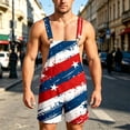 thumbnail image 2 of WERYOUNG Fourth Of July USA Festival Overalls For Man Patriotic Graphic Denim Jumpsuit Casual Red White Blue Suspender Shorts Trendy One-Pieces L, 2 of 6