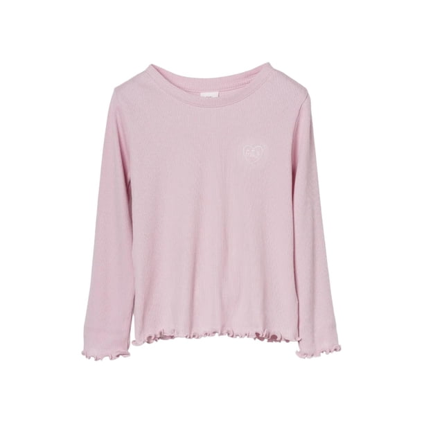 Camiseta de manga larga para niñas GAP acanalada en rosa puro 6-12 meses