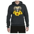thumbnail image 2 of Elephant Sunflower Cute Love Animal Lover Unisex Graphic Hoodie Sweatshirt, Heather Black, Medium, 2 of 3