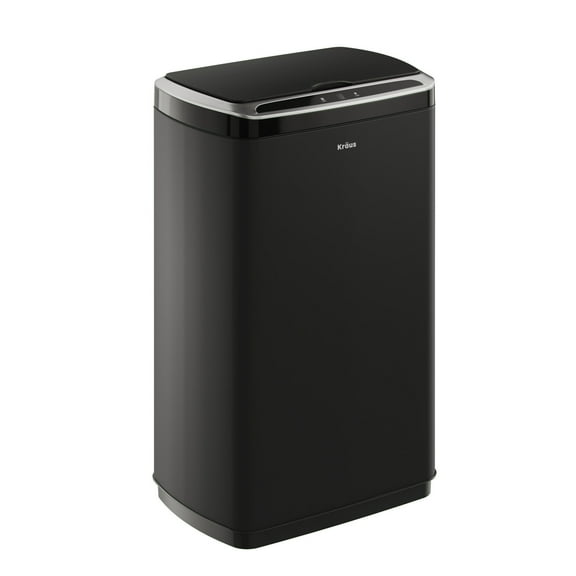 Kraus 13 Gallon Touchless Motion Sensor Trash Can in Matte Black Finish with Soft Shut Lid