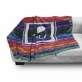 thumbnail image 3 of Vintage Rainbow Soft Flannel Fleece Blanket, Colorful Fractal Mosaic Backdrop with Heart and I Love You Frame Valentines, Cozy Plush for Indoor and Outdoor Use, 60" x 80", Multicolor, by Ambesonne, 3 of 6