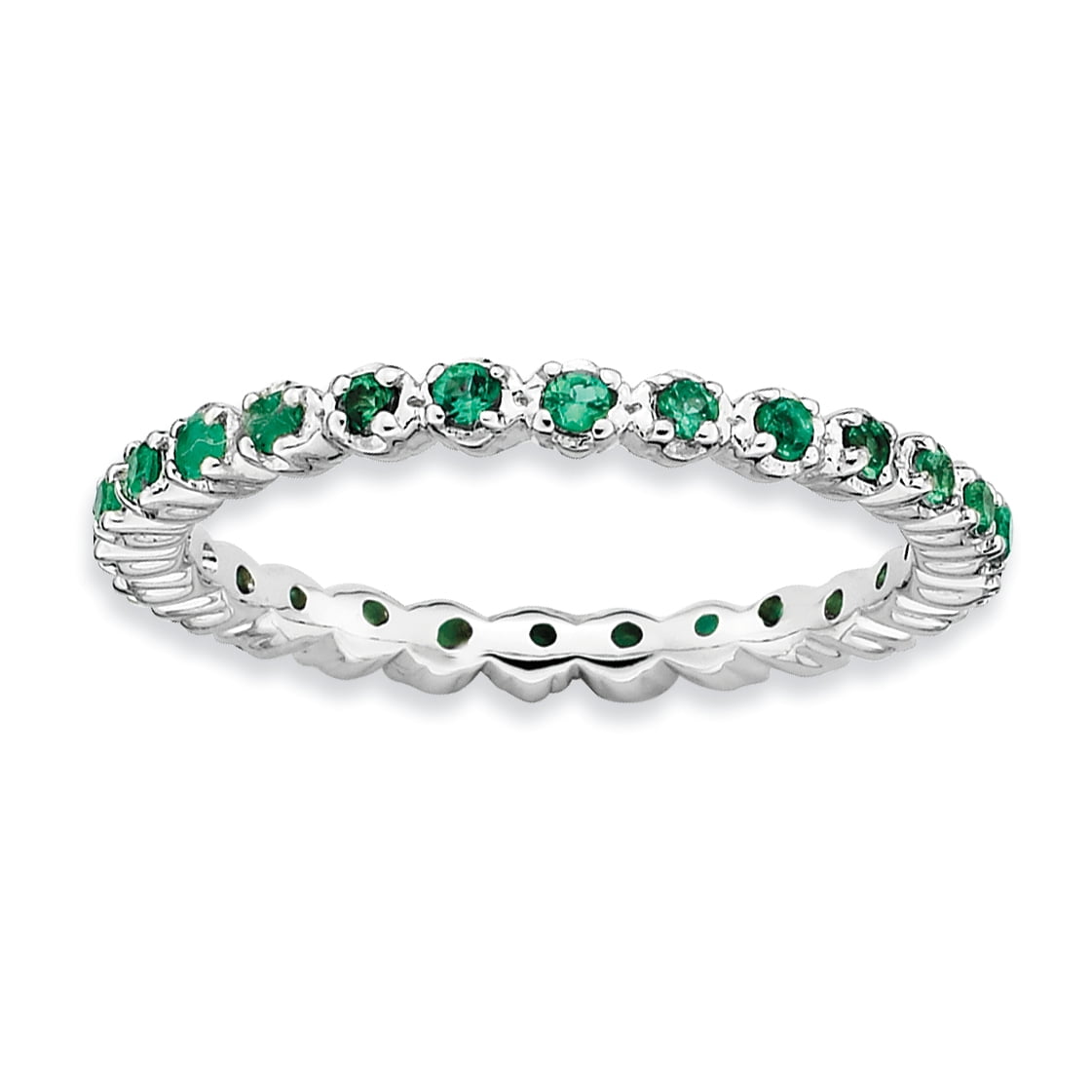 Jewelrypot Sterling Silver Created Emerald Ring