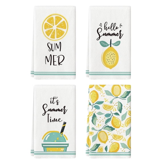 Sm:)e It's Summer Time Lemon Kitchen Dish Towels 18 x 26 Inch Set of 4