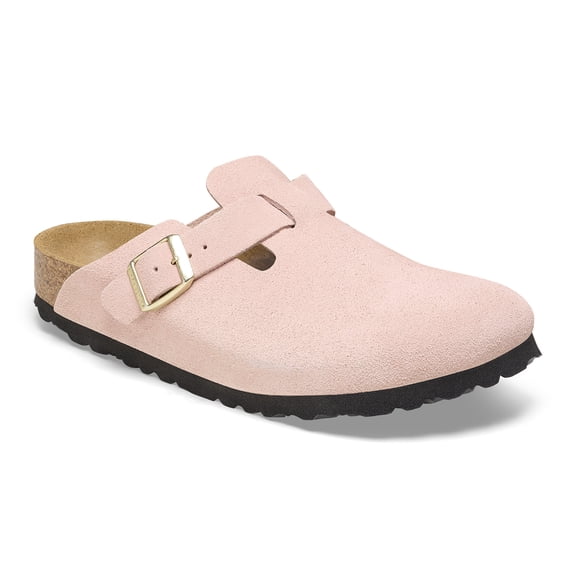 BIRKENSTOCK Boston Suede Leather Clogs Light Rose
