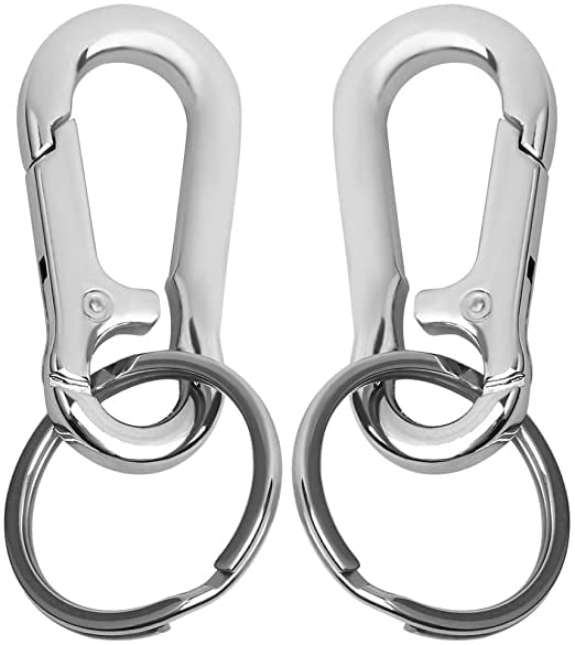 Modern Men Silver Long Stainless Steel Keyring Keychain Keyfob Key Safety Holder 