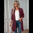 thumbnail image 4 of Chaqueta Informal de Cuartos y Abertura Frontal para Mujer, Abrigo Ligero y Moderno con Abertura Frontal. Rojo Vino L, 4 of 9