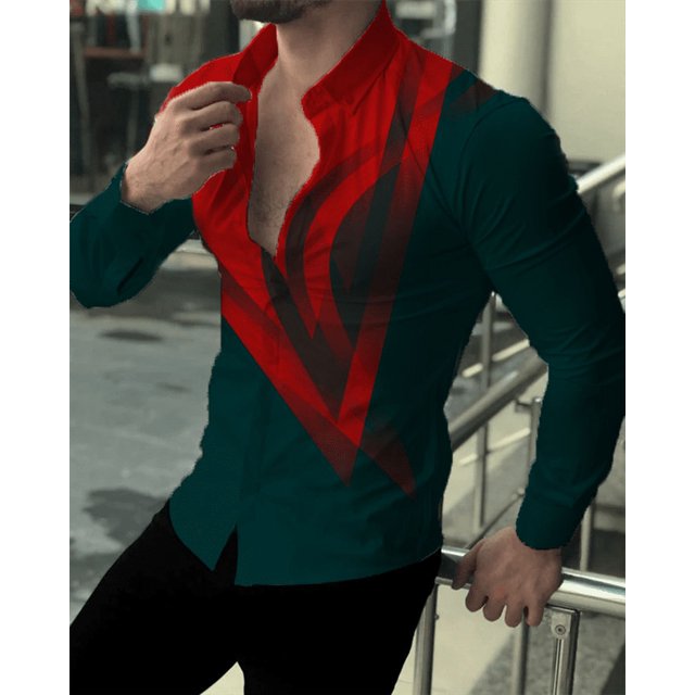 Camisa de hombre , traje de solapa, manga larga, botones, para fiesta, informal, para exteriores, calle, de lujo, patrón HD, camisa suave y cómoda, talla grande