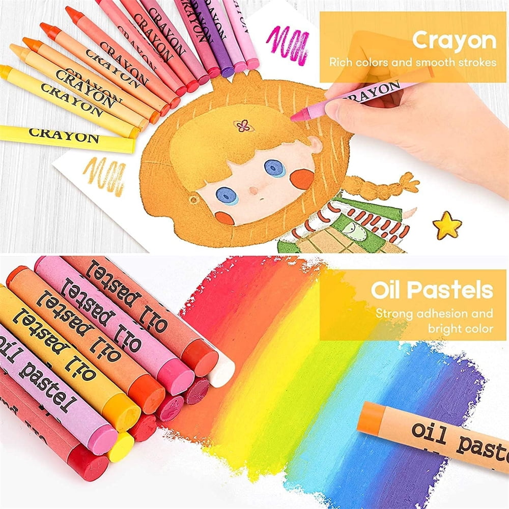 Arts and Crafts Supplies,Bexikou 208Pcs Drawing Painting Set for Kids Girls Boys Teens, Coloring Art Kit Gift Case: Crayons, Oil Pastels, Watercolors Cake, Colored Pencils, Sketch Paper