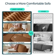 LINSY HOME 7 Seaters Modular Sectional Sofa, Plush Corduroy Sectional Couches, Sleeper Sofa with Pull Out Bed for Living Room, Brown