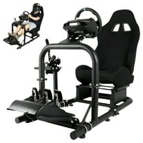 Marada Racing Cockpit Frame with Black Seat Upgrade Stable Adjustable Fit for Logitech G25 G27 G29 G920
