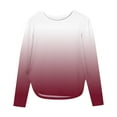 thumbnail image 2 of YUNAFFT Girls Gradient Color Long Sleeve Tee Side Slit Hem Round Neck Stretchy Casual Top for 6-12 Years, 2 of 7