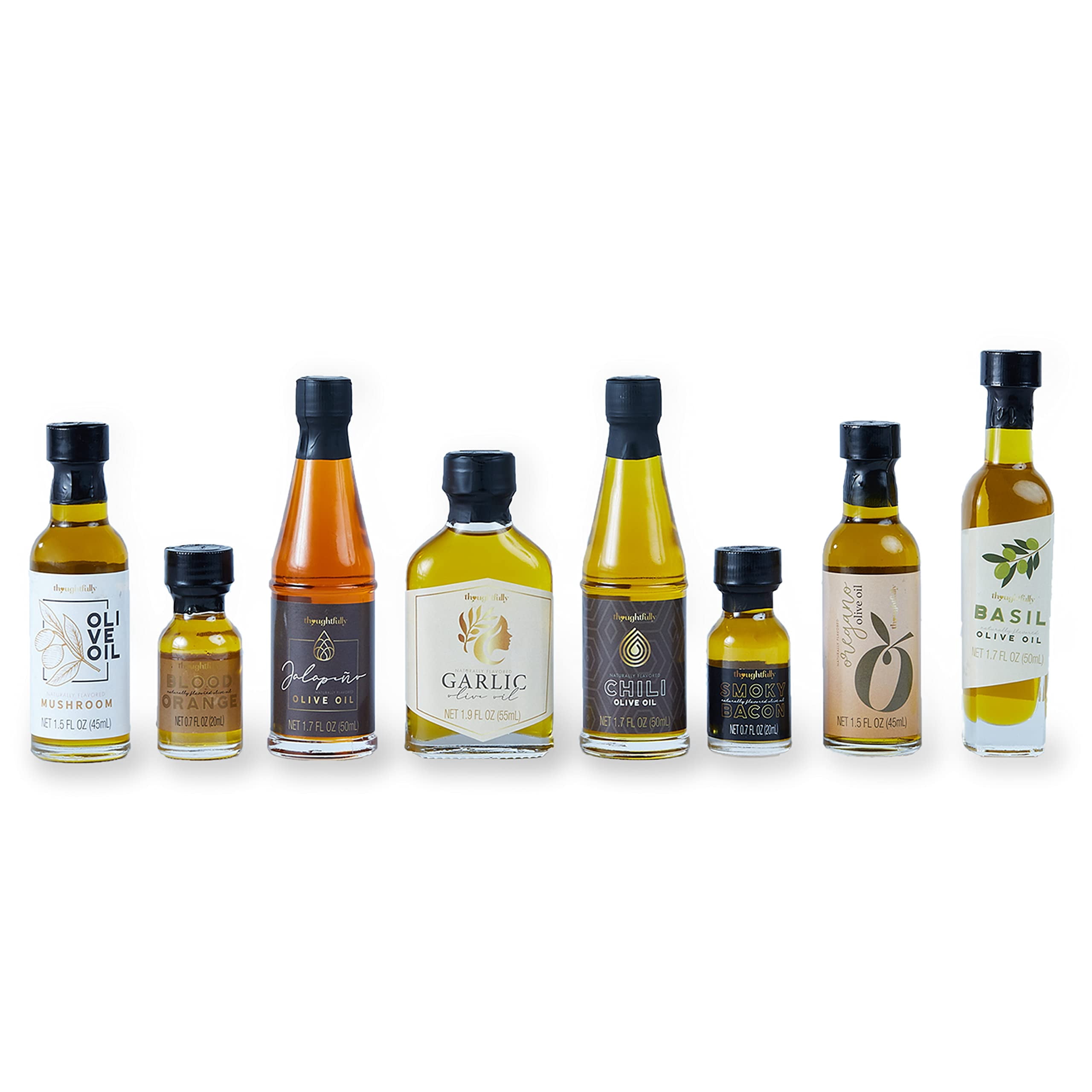Thoughtfully Gourmet Flavored Extra Virgin Liquid Olive Oil Gift Set, Cold-Pressed, 8 Count