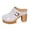 White, variant on Heeled Sandals for Women Closed Toe Backless Mules Fashion Studded Splice Leather Slides Chunky Lug Sole Platform Heels White Size 9