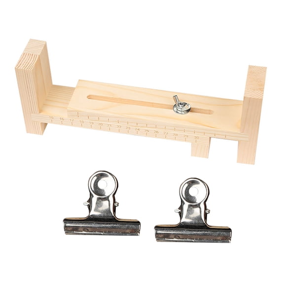 Wood Bracelet Jig with Scale Adjustable Length Bracelet Maker Kit DIY Hand Knitting Tool Bracelet Braiding Jig with 2 Clips for Belts Lanyards