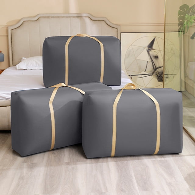 Bolsas grandes para ropa y mantas - Set de 3 tallas (50x30x25cm, 60x40x25cm, 70x50x25cm) - Organizador plegable de tejido no tejido con cordón para lavandería y viajes