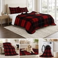 thumbnail image 6 of Quilts Queen Size, Red Black Buffalo Plaid Soft Comforter Bedding Set for Bed, Farmhouse Geometric Checkered Lightweight Quilted Bedspread with Pillow Cover(2 Pieces) for All Season, 90x96 Inch, 6 of 9