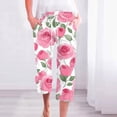 thumbnail image 2 of lcziwo Women's Summer Boho Casual Capri Pants Elastic Waist Drawstring Pants Floral Print Cropped Trousers with Pocket Streetwear Vacation Outfits Multicolor L, 2 of 6