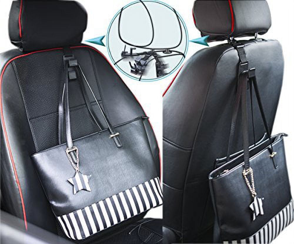 Heroway Magic Headrest Hooks for Car, Purse Hanger Headrest Hook Holder for  Car Seat Organizer Behind Over the Seat Hook Hang Purse or Bags, Black