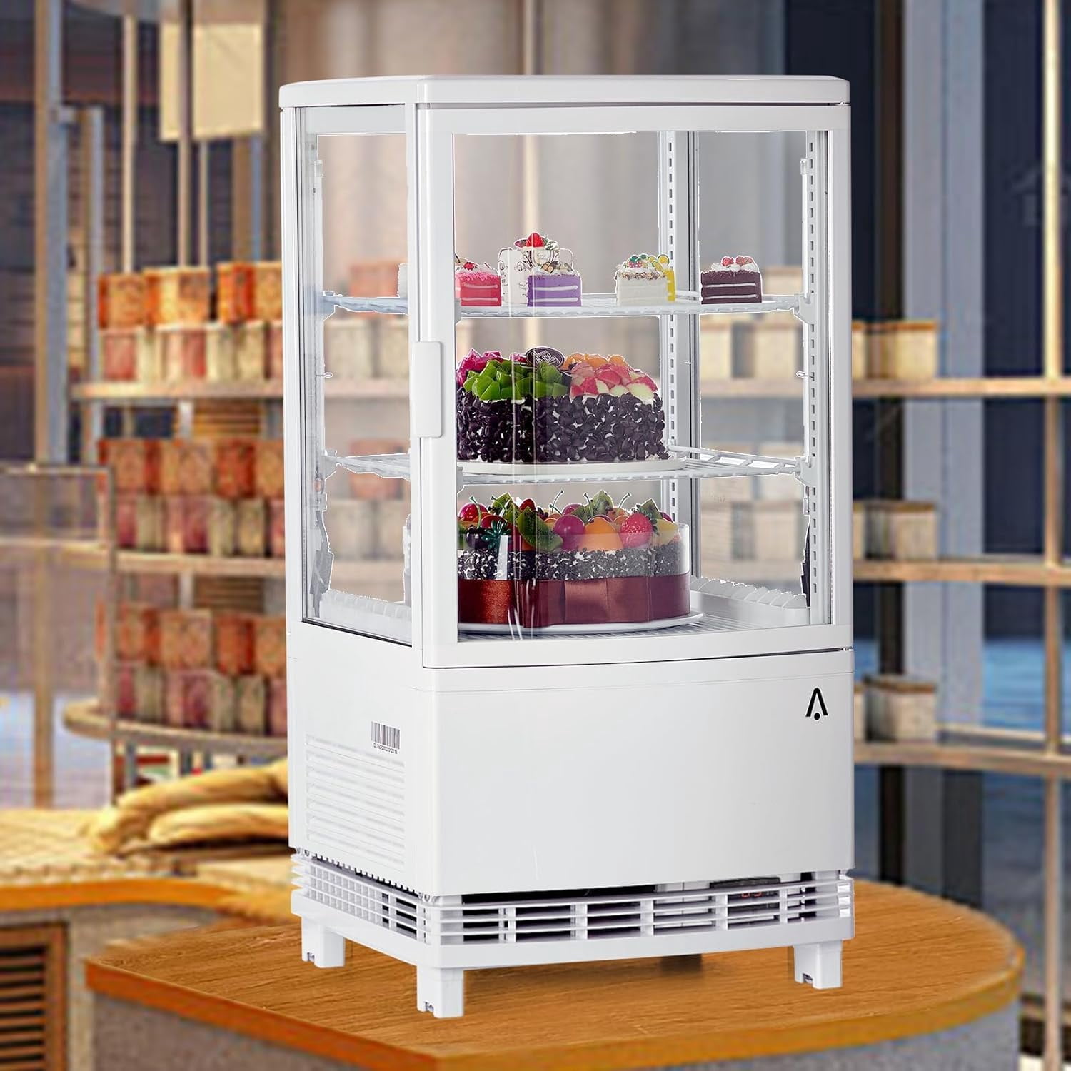IdealHouse Commercial Refrigerator Display Cabinet, 2 Cu. ft. Beverage Cooler, Upright Glass Door Merchandiser with LED Lighting, Adjustable Shelves, Locking Casters, White
