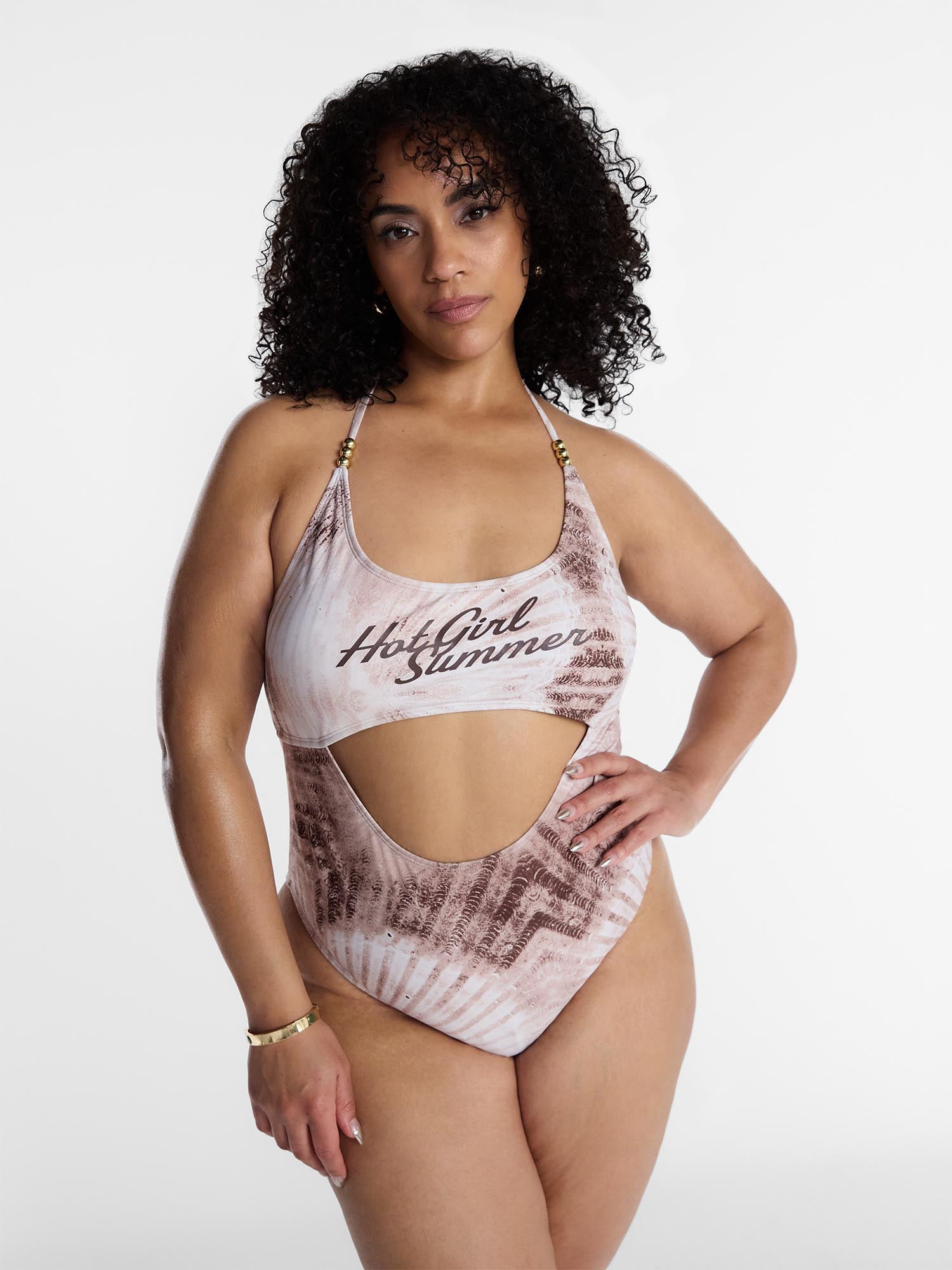 Hot Girl Summer by Megan Thee Stallion Women's and Women's Plus Hot Girl Summer Cutout One-Piece Swimsuit, Sizes XS-3X