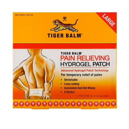 Tiger Balm, Pain Relieving Patch, Large, 4 Patches (8 x 4 in. Each) - Pack Of 3
