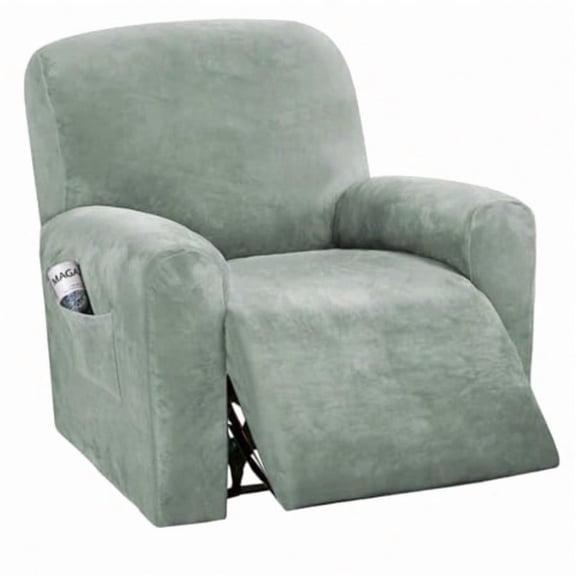 4-Pieces Recliner Chair Covers Veet Stretch Reclining Couch Covers For 1 Cushion Sofa Slipcovers Furniture Covers Form Fit Customized Style Thick Soft Washable Small Sea Grass