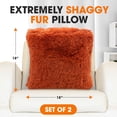 thumbnail image 3 of Cheer Collection Shaggy Long Hair Throw Pillows - Super Soft and Plush Faux Fur Accent Pillows - 20 x 20 inches - Set of 2, 3 of 5
