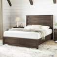 thumbnail image 6 of Papajet Full Size Bed Frame with Headboard, Farmhouse Platform and Natural Wood Grain, Gray, 6 of 8