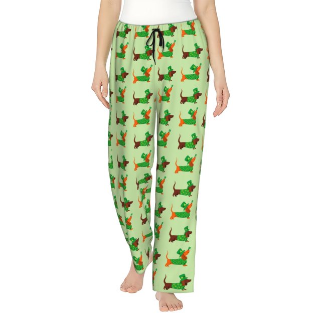 Balery dogs St Patrick's Day Pantalones de pijama para mujer, pijamas ultraligeros, pantalones de estar por casa-XX-Large
