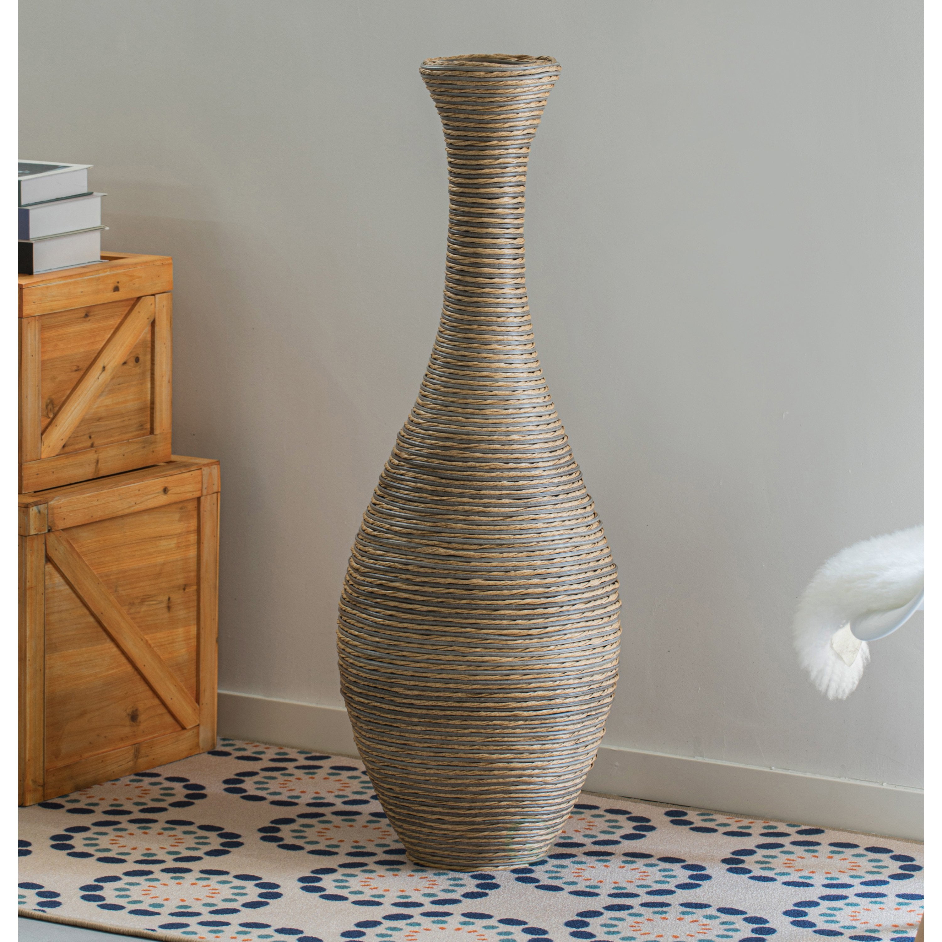 Tall floor vase, 38-Inch-Tall Floor Vase, Artificial Rattan Floor Vase  Beige, extra-large floor vases, living room 