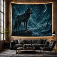 thumbnail image 6 of Black Wolf on a Peak under a Crescent Moon, Mystical Celestial for Astronomy Fans, Mountain Night Art, Housewarming Gift, Tapestry Wall Hanging for Bedroom and Studio, 6 of 7