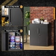 thumbnail image 3 of GetRich Metal Garage Storage Cabinet,36" Black Lockable Metal Cabinets with 2 Doors and Shelves,Storage Locking Counter Cabinet for Home Office,Garage,Kitchen,School, 3 of 7