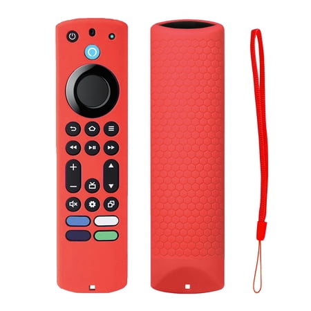 TOKERSE Silicone Remote Case Compatible for Fire TV Stick 4K Max 2nd Gen/Toshiba/Insignia/Pioneer TV Remote, Protective Cover with Lanyard - Red