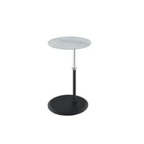 Orbit End Table with Height Adjustable Gray Marble Textured Glass Top