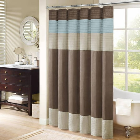 Salem Solid Pieced Polyester Shower Curtain Brown