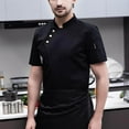 thumbnail image 3 of Freer Chef Jacket Short Sleeve Cooking Clothes Simple Chef Coat Bakery Breathable for Restaurant Black 4XL, 3 of 9