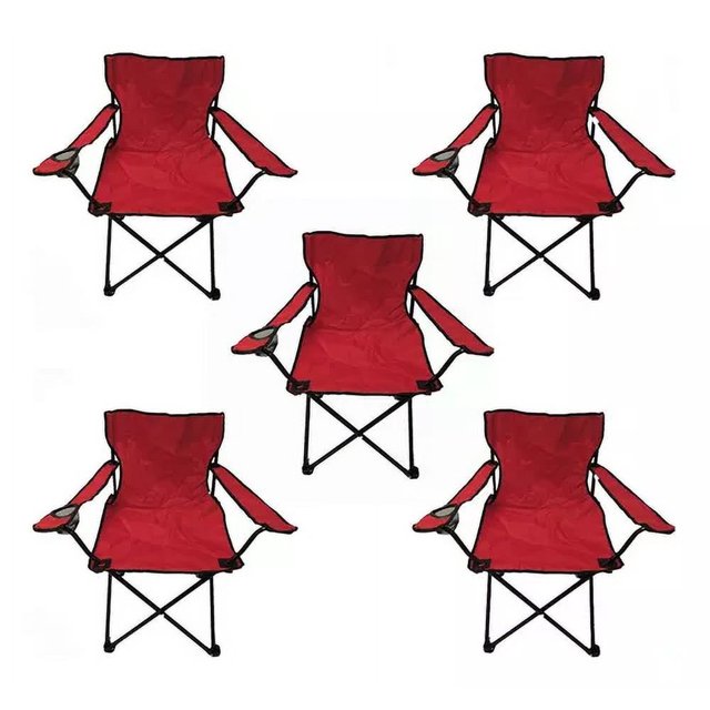 5 Sillas Plegables De Campismo Playa Outdoors Color Rojo