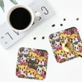 thumbnail image 4 of Lsque Cute Cat Cartoon Pattern 4" Drink Coasters Set of 4, PVC Leather Absorbent Coasters, Table Coaster Set Decorative Coffee Cup Coasters Housewarming Gift -Square, 4 of 6