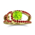 thumbnail image 1 of 2.50 Ct Forme Ronde Péridot & Rubis Rouge Belle Bague de Fiançailles pour Fiancée Solide 14K Or Jaune Taille 6.5 par Diamond-Capitals, 1 of 8