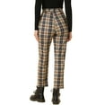 thumbnail image 3 of INSPIRE CHIC Women's Plaid Cropped Trousers Button Casual Tartan Check Work Pants S Dark Brown, 3 of 6