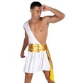 thumbnail image 4 of Sxiwei Men Egyptian Tunic Tago Costume One Shoulder Cosplay Skirt Kilt Knight Warrior Suit Greek White L, 4 of 7