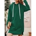 thumbnail image 4 of Weardear Women's Extra Long Hoodie with Pocket Loose Solid Color Long Sleeve Pullover Sweatshirt Tops Dark Green,L, 4 of 7